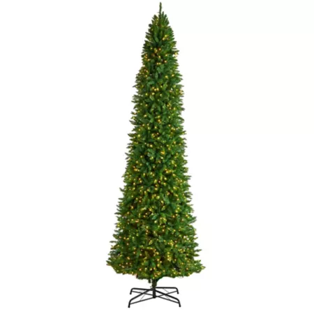 Nearly Natural 12-Foot Slim Green Mountain Pine Artificial Christmas Tree with 1 100 Clear LED Lights and 3 235 Tips Artificial Christmas Trees