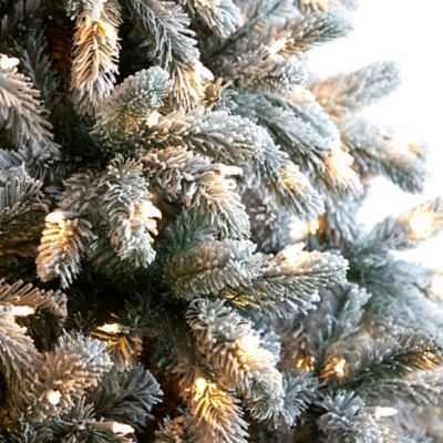 Image showing  9 ft. Flocked South Carolina Spruce Artificial Christmas Tree with Clear Lights and Bendable Branches