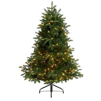 Nearly Natural 4 ft. South Carolina Spruce Artificial Christmas Tree with White Warm Lights and Bendable Branches