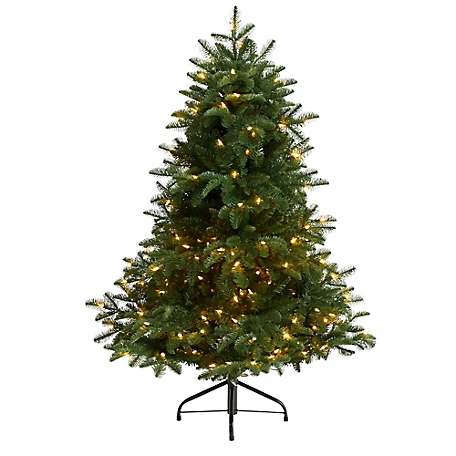 Nearly Natural 4 ft. South Carolina Spruce Artificial Christmas Tree with White Warm Lights and Bendable Branches