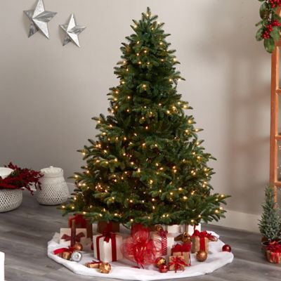 Image showing 6 th Nearly Natural 6 ft. South Carolina Spruce Artificial Christmas Tree with White Warm Lights and Bendable Branches