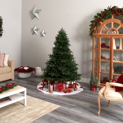 Image showing 9 th Nearly Natural 6 ft. South Carolina Spruce Artificial Christmas Tree with White Warm Lights and Bendable Branches