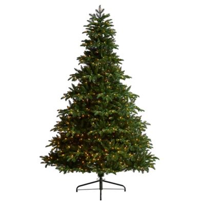 Nearly Natural 8 ft. South Carolina Spruce Artificial Christmas Tree with White Warm Lights and Bendable Branches