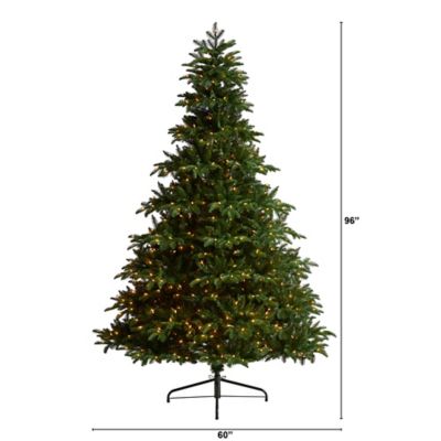 Image showing 5 th Nearly Natural 8 ft. South Carolina Spruce Artificial Christmas Tree with White Warm Lights and Bendable Branches