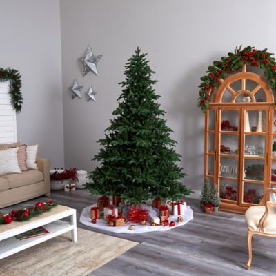 Image showing 9 th Nearly Natural 8 ft. South Carolina Spruce Artificial Christmas Tree with White Warm Lights and Bendable Branches