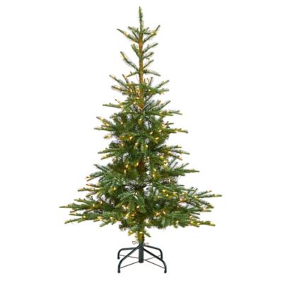 Nearly Natural 5 ft. Layered Washington Spruce Artificial Christmas Tree with 200 Clear Lights and 385 Bendable Branches