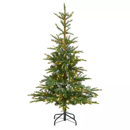 5' Nearly Natural Layered Washington Spruce Artificial Christmas Tree with 200 Clear Lights and 385 Bendable Branches Artificial Christmas Trees