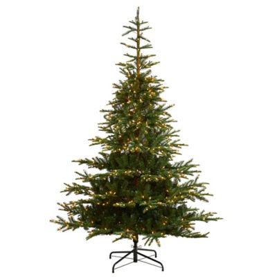 Nearly Natural 8 ft. Layered Washington Spruce Artificial Christmas Tree with Clear Lights and Bendable Branches