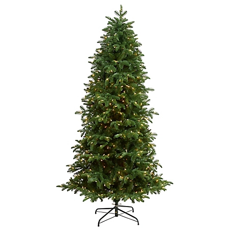 Nearly Natural 7 ft. South Carolina Fir Artificial Christmas Tree with Clear Lights and Bendable Branches