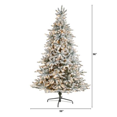 Image showing  8 ft. Flocked West Virginia Spruce Artificial Christmas Tree with Clear Lights and Bendable Branches
