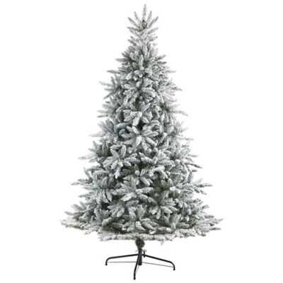Image showing  8 ft. Flocked West Virginia Spruce Artificial Christmas Tree with Clear Lights and Bendable Branches