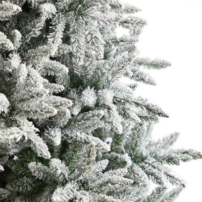 Image showing  8 ft. Flocked West Virginia Spruce Artificial Christmas Tree with Clear Lights and Bendable Branches