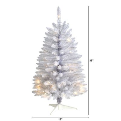 Image showing  3 ft. Slim White Artificial Christmas Tree with Warm White LED Lights and Bendable Branches