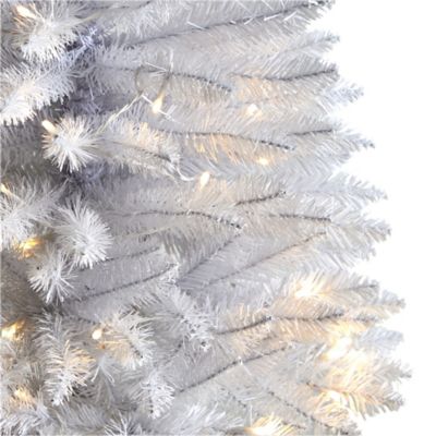 Image showing  3 ft. Slim White Artificial Christmas Tree with Warm White LED Lights and Bendable Branches