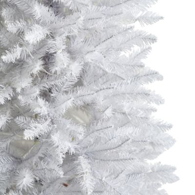 Image showing  6 ft. Slim White Artificial Christmas Tree with Warm White LED Lights and Bendable Branches