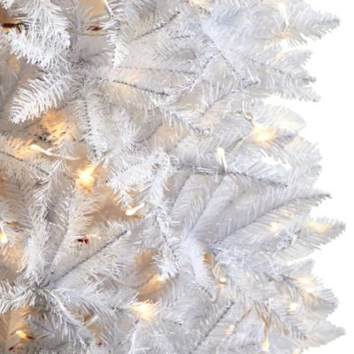 Image showing  7 ft. Slim White Artificial Christmas Tree with Warm White LED Lights and Bendable Branches
