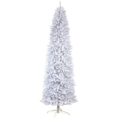 Image showing  9 ft. Slim White Artificial Christmas Tree with Warm White LED Lights and Bendable Branches