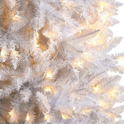 Image showing  9 ft. Slim White Artificial Christmas Tree with Warm White LED Lights and Bendable Branches