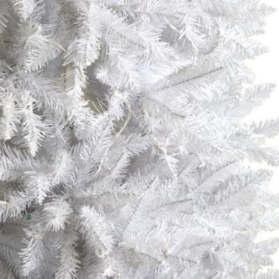 Image showing  9 ft. Slim White Artificial Christmas Tree with Warm White LED Lights and Bendable Branches