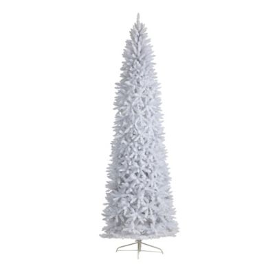 Image showing  10 ft. Pre-Lit Slim White Artificial Christmas Tree with Bendable Branches, Warm White LED Lights