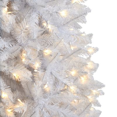 Image showing  10 ft. Pre-Lit Slim White Artificial Christmas Tree with Bendable Branches, Warm White LED Lights