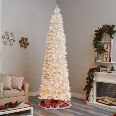 Image showing 8 th Nearly Natural 10 ft. Pre-Lit Slim White Artificial Christmas Tree with Bendable Branches, Warm White LED Lights