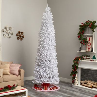 Image showing 9 th Nearly Natural 10 ft. Pre-Lit Slim White Artificial Christmas Tree with Bendable Branches, Warm White LED Lights