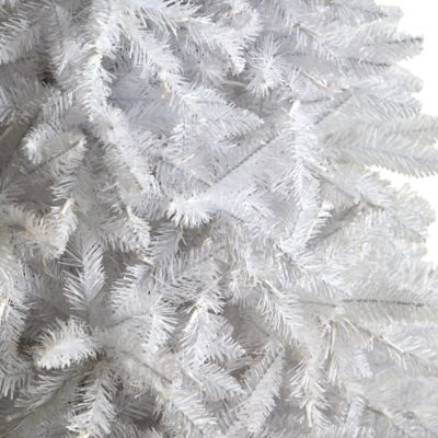 Image showing  11 ft. Pre-Lit Slim White Artificial Christmas Tree with Bendable Branches, Warm White LED Lights