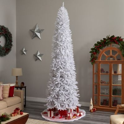 Image showing 7 th Nearly Natural 11 ft. Pre-Lit Slim White Artificial Christmas Tree with Bendable Branches, Warm White LED Lights