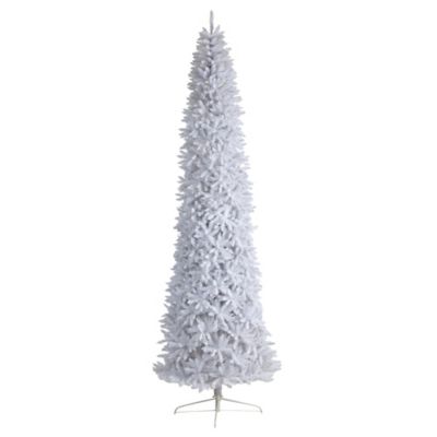 Image showing  12 ft. Pre-Lit Slim White Artificial Christmas Tree with Bendable Branches, Warm White LED Lights