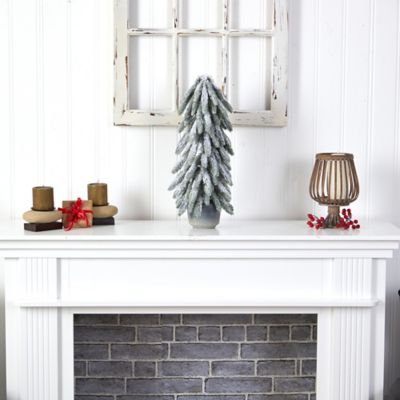 Image showing  21 in. Flocked Artificial Christmas Tree in Decorative Planter