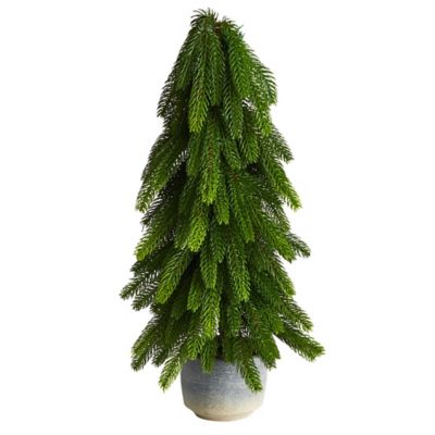 Nearly Natural 21 in. Christmas Pine Artificial Tree in Decorative Planter