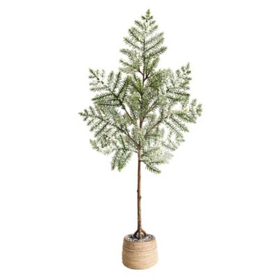 Nearly Natural 35 in. Frosted Pine Artificial Christmas Tree in Decorative Planter