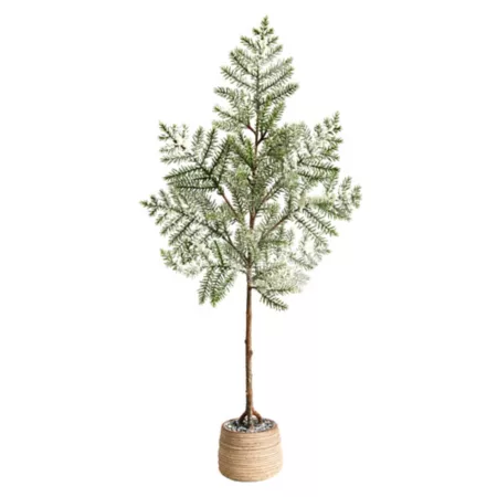 Nearly Natural 35" Frosted Pine Artificial Christmas Tree in Decorative Planter Artificial Plants & Flowers