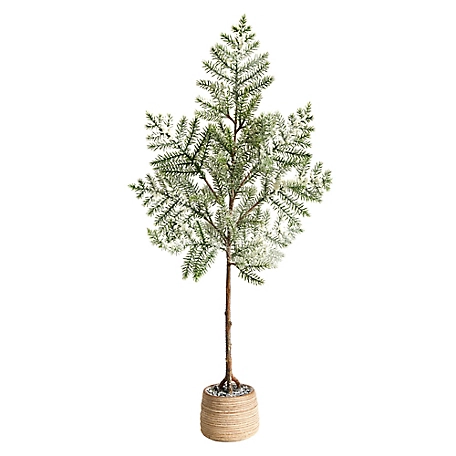 Nearly Natural 35 in. Frosted Pine Artificial Christmas Tree in Decorative Planter
