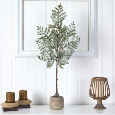 Image showing  35 in. Frosted Pine Artificial Christmas Tree in Decorative Planter