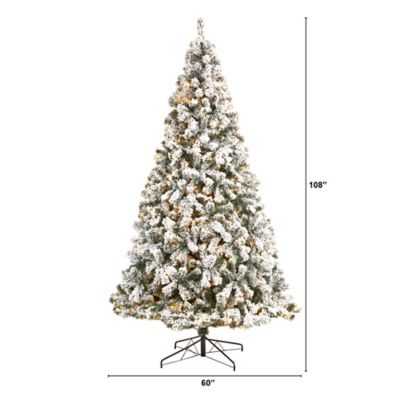 Image showing  9 ft. Flocked West Virginia Fir Artificial Christmas Tree with Clear LED Lights and Bendable Branches