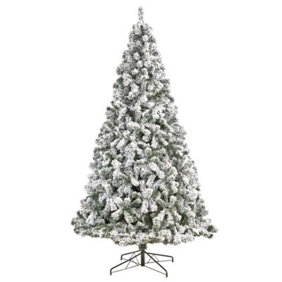 Image showing  9 ft. Flocked West Virginia Fir Artificial Christmas Tree with Clear LED Lights and Bendable Branches