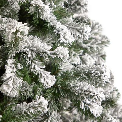 Image showing  9 ft. Flocked West Virginia Fir Artificial Christmas Tree with Clear LED Lights and Bendable Branches
