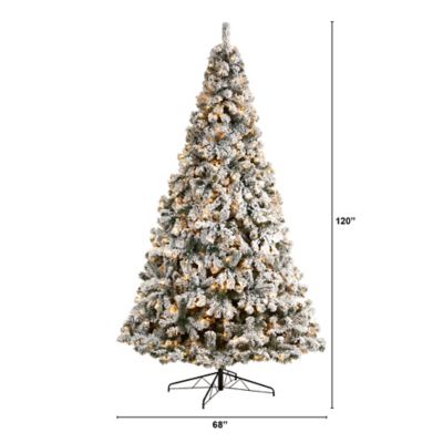Image showing  10 ft. Pre-Lit Flocked West Virginia Fir Artificial Christmas Tree with Bendable Branches, Clear LED Lights
