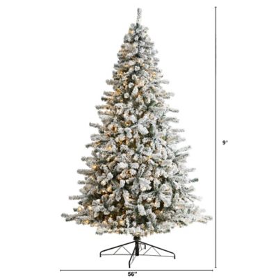 Image showing  9 ft. Flocked Rock Springs Spruce Christmas Tree with LED Lights and Bendable Branches