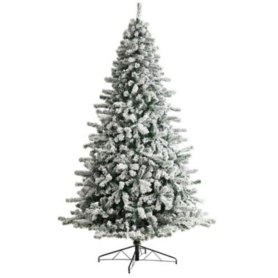 Image showing  9 ft. Flocked Rock Springs Spruce Christmas Tree with LED Lights and Bendable Branches
