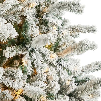 Image showing  9 ft. Flocked Rock Springs Spruce Christmas Tree with LED Lights and Bendable Branches