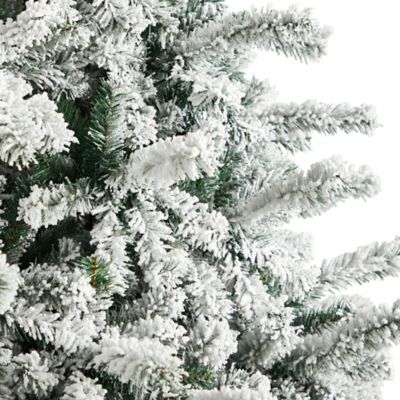 Image showing  9 ft. Flocked Rock Springs Spruce Christmas Tree with LED Lights and Bendable Branches