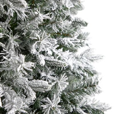 Image showing  9 ft. Flocked Vermont Mixed Pine Artificial Christmas Tree with LED Lights and Bendable Branches