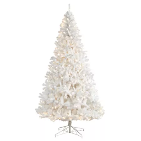 9 ft Almost Natural White Artificial Christmas Tree with LED Lights and Bendable Branches Artificial Christmas Trees