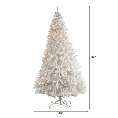 Image showing  10 ft. White Artificial Christmas Tree with LED Lights and Bendable Branches