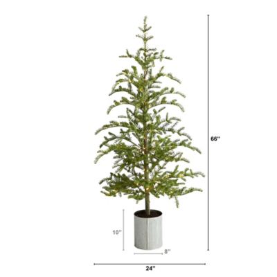 Image showing  5.5 ft. Pine Artificial Christmas Tree with Lights in Decorative Planter