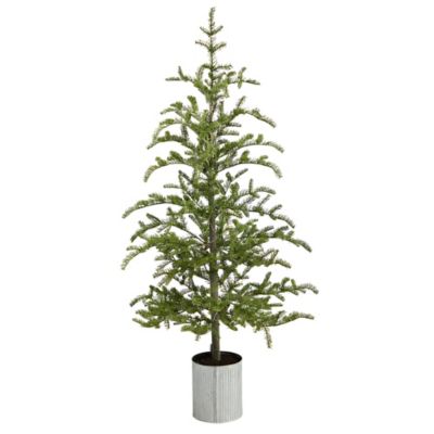 Image showing  5.5 ft. Pine Artificial Christmas Tree with Lights in Decorative Planter