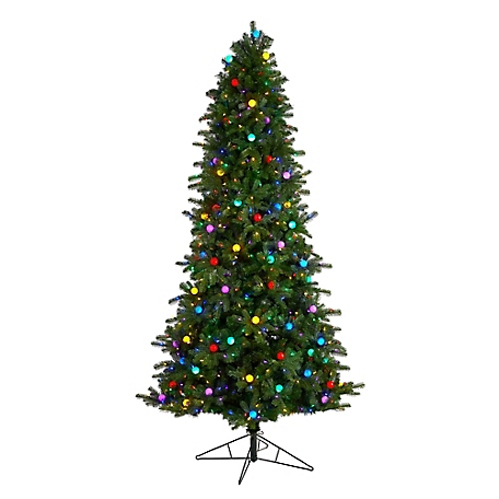 Nearly Natural 8.5 ft. Montana Mountain Fir Artificial Christmas Tree with LED Lights